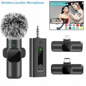 New Wireless Lavalier Microphone Portable Audio Video Recording Mini Microphone for iPhone Android PC Camera Live Gaming Phone